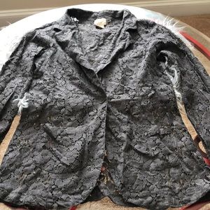 Gray floral pattern see through blazer